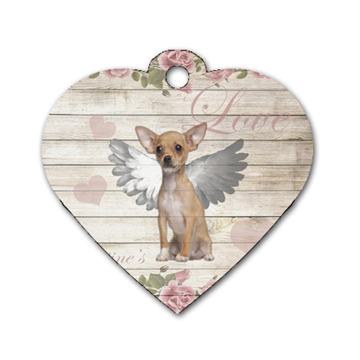 Vintage chihuahua - Valentines day Dog Tag Heart (Two Sides)