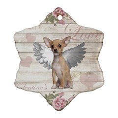 Vintage Chihuahua - Valentines Day Snowflake Ornament (two Sides) by Valentinaart