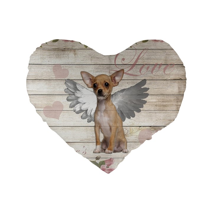 Vintage chihuahua - Valentines day Standard 16  Premium Heart Shape Cushions