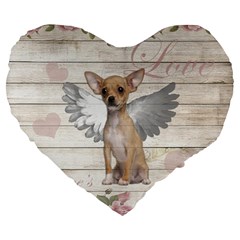 Vintage Chihuahua - Valentines Day Large 19  Premium Heart Shape Cushions