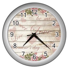 Vintage chihuahua - Valentines day Wall Clocks (Silver) 