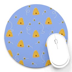 Bee Pattern Round Mousepads by Valentinaart