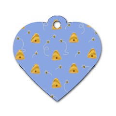 Bee Pattern Dog Tag Heart (one Side)