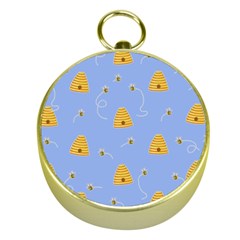 Bee Pattern Gold Compasses by Valentinaart