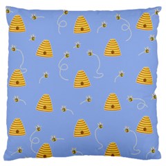 Bee Pattern Large Flano Cushion Case (one Side) by Valentinaart