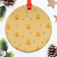 Bee Pattern Round Ornament (two Sides) by Valentinaart