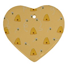 Bee Pattern Heart Ornament (two Sides) by Valentinaart