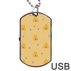 Bee Pattern Dog Tag Usb Flash (one Side) by Valentinaart