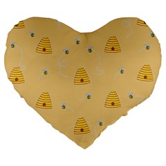 Bee Pattern Large 19  Premium Heart Shape Cushions