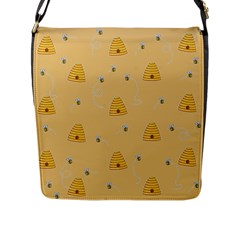 Bee Pattern Flap Messenger Bag (l)  by Valentinaart