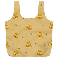 Bee Pattern Full Print Recycle Bags (l)  by Valentinaart