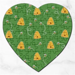 Bee Pattern Jigsaw Puzzle (heart) by Valentinaart