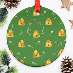 Bee Pattern Round Ornament (two Sides) by Valentinaart