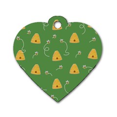 Bee Pattern Dog Tag Heart (one Side)