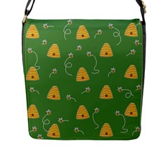 Bee Pattern Flap Messenger Bag (l)  by Valentinaart