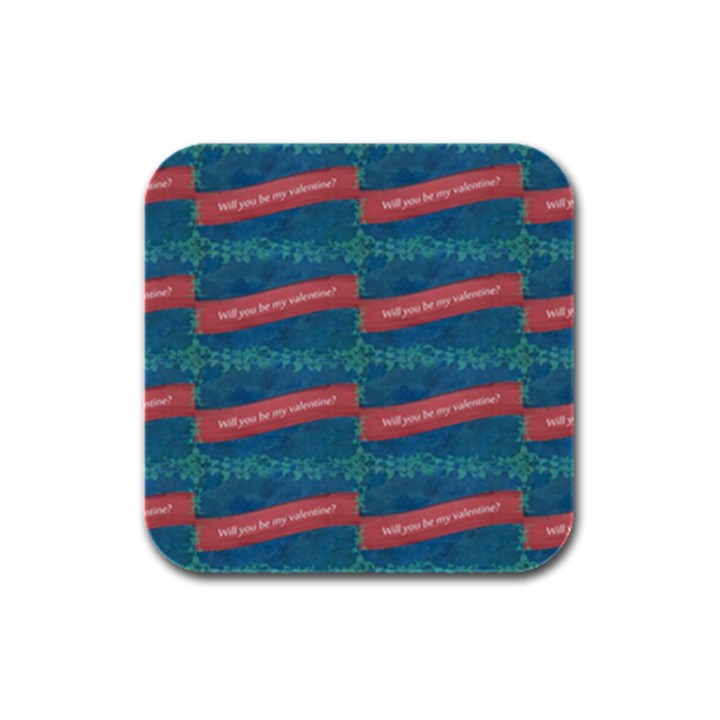 Valentine Day Pattern Rubber Square Coaster (4 pack) 