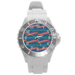 Valentine Day Pattern Round Plastic Sport Watch (l) by dflcprints