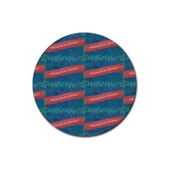 Valentine Day Pattern Rubber Round Coaster (4 Pack)  by dflcprints