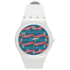 Valentine Day Pattern Round Plastic Sport Watch (m) by dflcprints