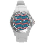 Valentine Day Pattern Round Plastic Sport Watch (L) Front