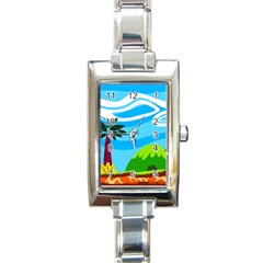 Landscape Background Nature Sky Rectangle Italian Charm Watch by Nexatart