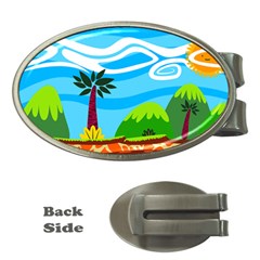 Landscape Background Nature Sky Money Clips (oval)  by Nexatart