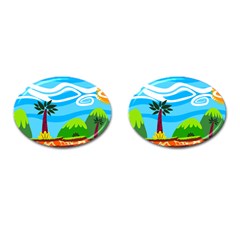 Landscape Background Nature Sky Cufflinks (oval) by Nexatart