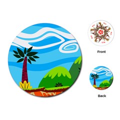 Landscape Background Nature Sky Playing Cards (round)  by Nexatart