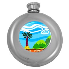 Landscape Background Nature Sky Round Hip Flask (5 Oz) by Nexatart