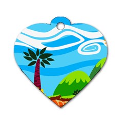 Landscape Background Nature Sky Dog Tag Heart (one Side)