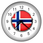 Norway Country Nation Blue Symbol Wall Clocks (Silver)  Front