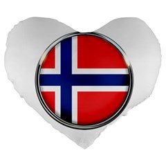 Norway Country Nation Blue Symbol Large 19  Premium Heart Shape Cushions by Nexatart