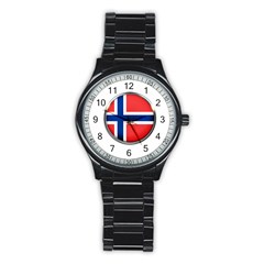 Norway Country Nation Blue Symbol Stainless Steel Round Watch by Nexatart