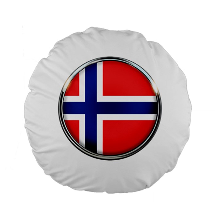 Norway Country Nation Blue Symbol Standard 15  Premium Flano Round Cushions