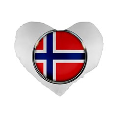 Norway Country Nation Blue Symbol Standard 16  Premium Flano Heart Shape Cushions by Nexatart