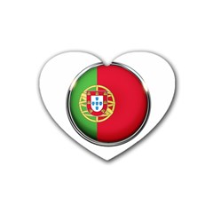 Portugal Flag Country Nation Rubber Coaster (heart)  by Nexatart