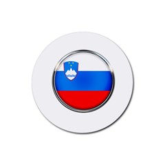 Slovenia Flag Mountains Country Rubber Coaster (round)  by Nexatart