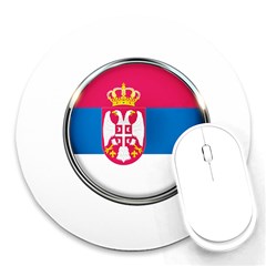 Serbia Flag Icon Europe National Round Mousepads by Nexatart