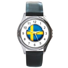 Sweden Flag Country Countries Round Metal Watch by Nexatart