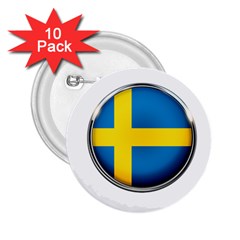 Sweden Flag Country Countries 2 25  Buttons (10 Pack) 