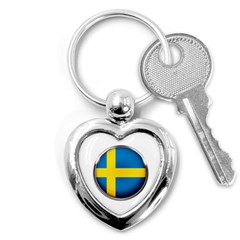 Sweden Flag Country Countries Key Chains (heart)  by Nexatart