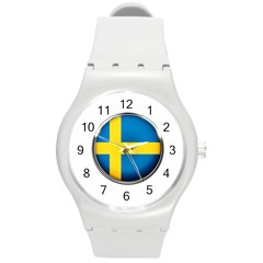 Sweden Flag Country Countries Round Plastic Sport Watch (m) by Nexatart