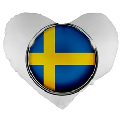 Sweden Flag Country Countries Large 19  Premium Heart Shape Cushions