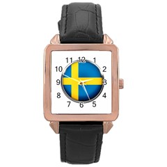 Sweden Flag Country Countries Rose Gold Leather Watch  by Nexatart