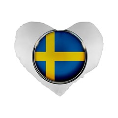 Sweden Flag Country Countries Standard 16  Premium Flano Heart Shape Cushions by Nexatart