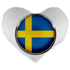 Sweden Flag Country Countries Large 19  Premium Flano Heart Shape Cushions by Nexatart