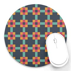 Squares Geometric Abstract Background Round Mousepads by Nexatart