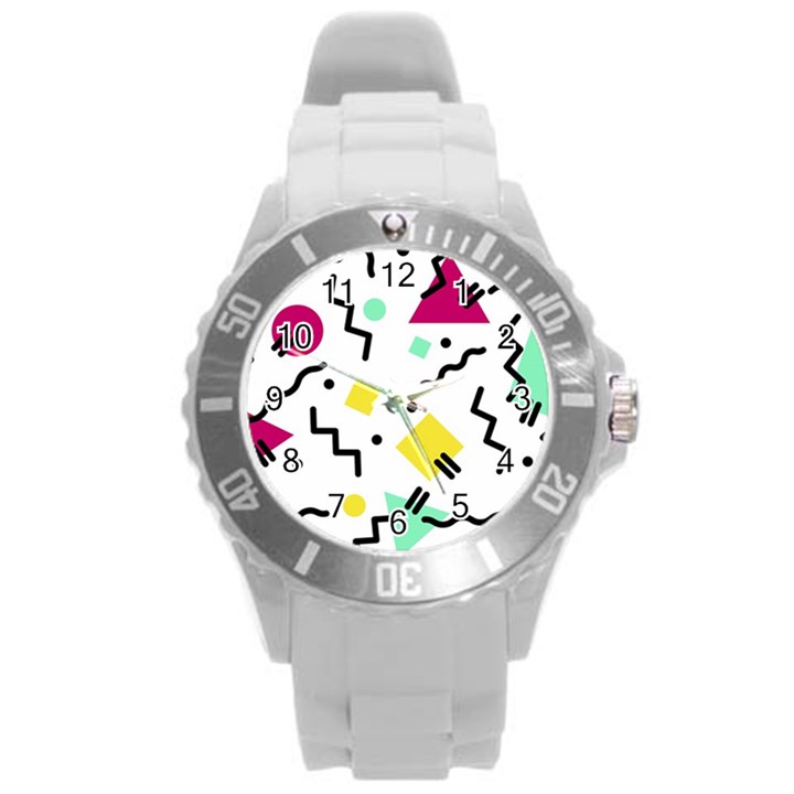 Art Background Abstract Unique Round Plastic Sport Watch (L)