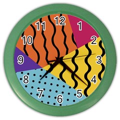 Background Abstract Memphis Color Wall Clocks by Nexatart