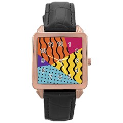 Background Abstract Memphis Rose Gold Leather Watch  by Nexatart